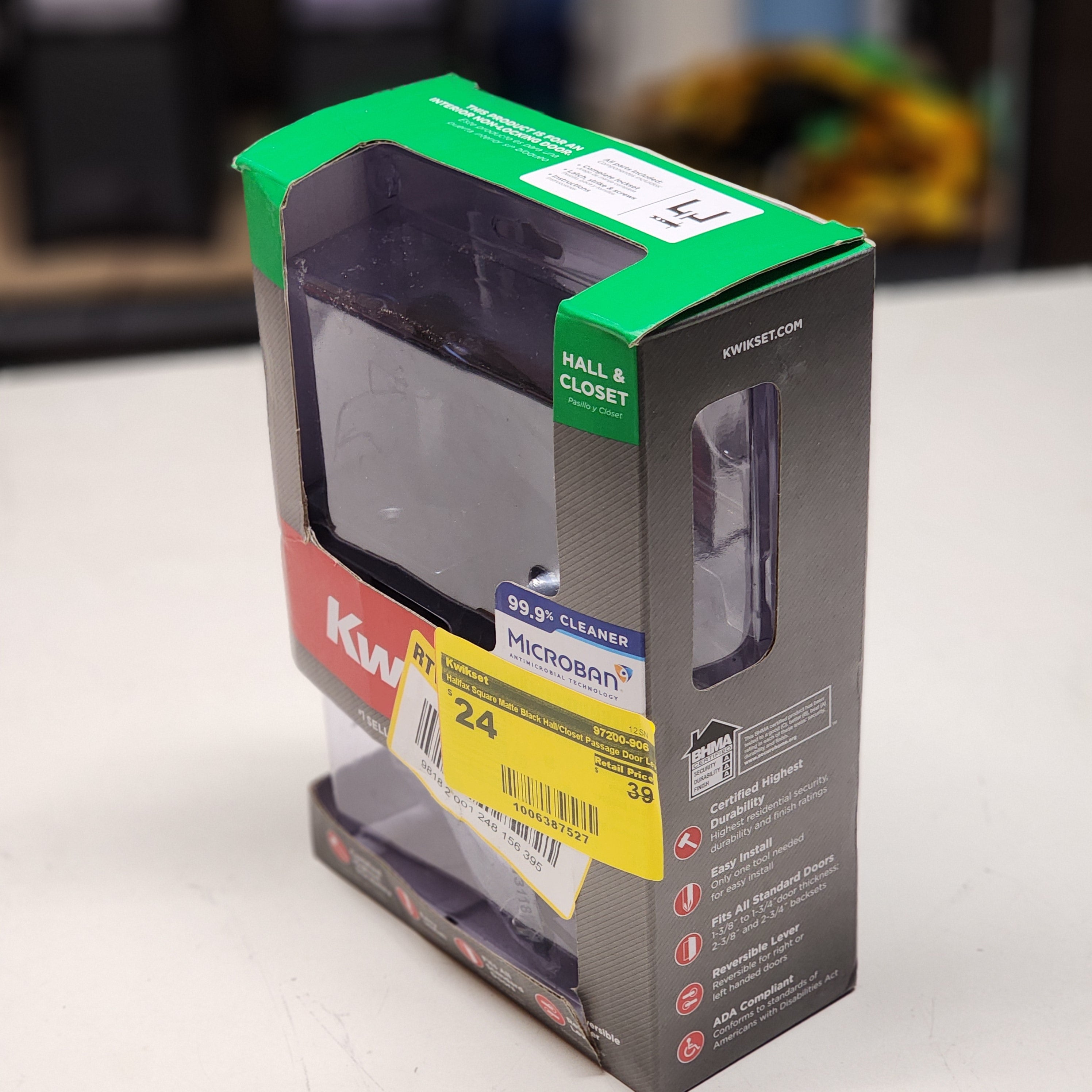 Halifax Square Matte Black Hall/Closet Passage Door Lever (97200-906) Halifax Square Matte Black Hall/Closet Passage Door Lever (97200-906)